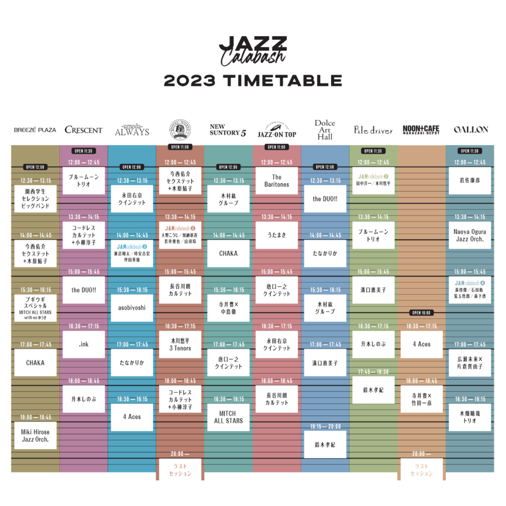 関西ジャズシーンの未来を担う「Jazzcalabash」、大阪キタエリアを舞台にしたサーキット型イベントを今年も11月23日に開催決定！